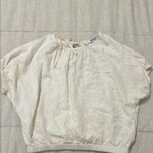 Linen Madewell Cream Blouse with Tie back and Boxy Style